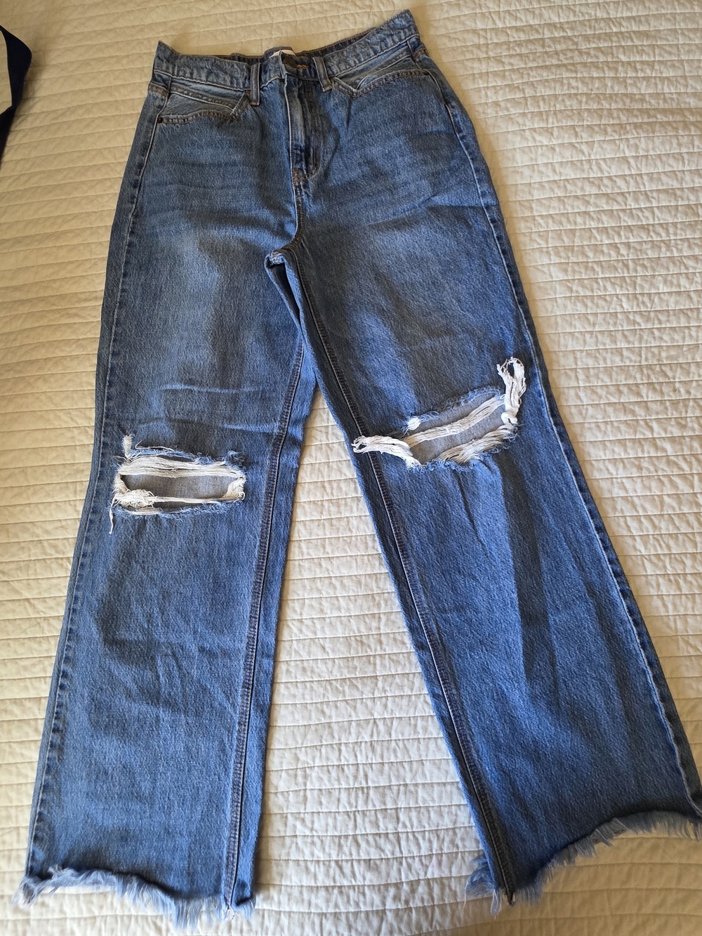 CJLA Malibu Medium Blue Ripped Wide-Leg Jeans